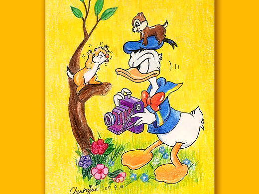 彩铅——唐老鸭