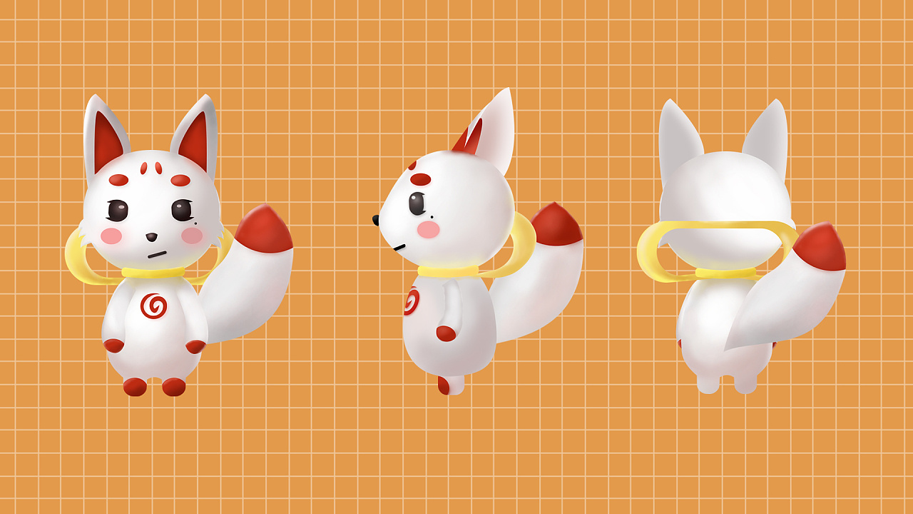 一直很喜欢狐狸,做了一个可爱的q版的小白狐ip形象.