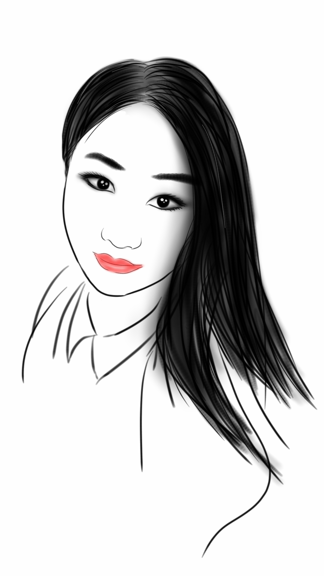 sketchbook mobile 手绘/指绘 身边的美女同事肖像画