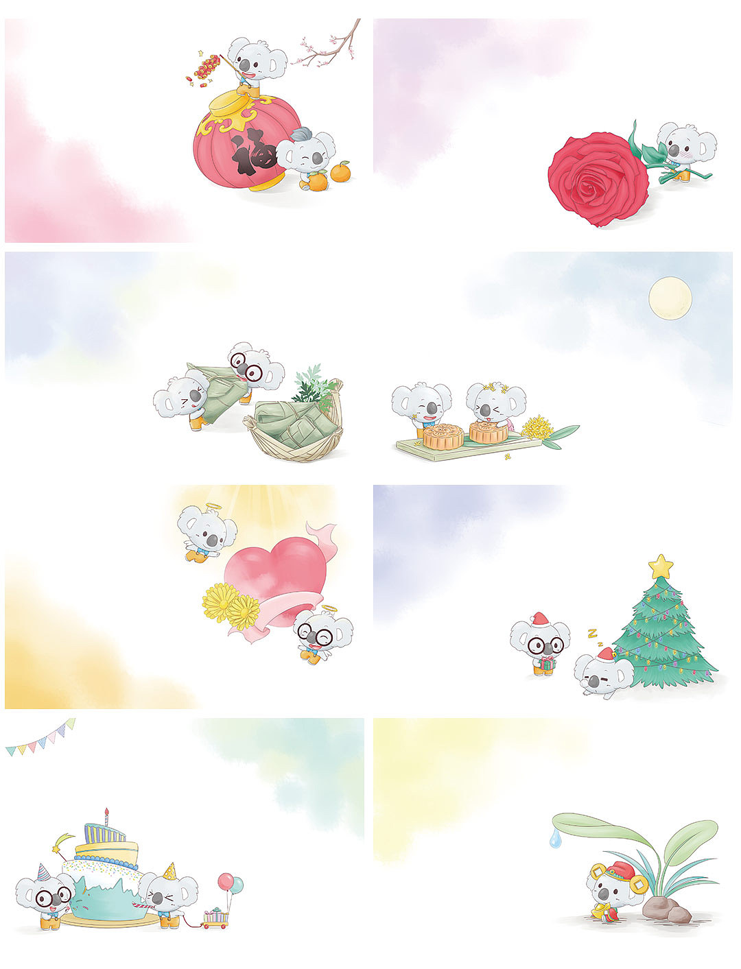 2016年秋天画了一套节日卡片~