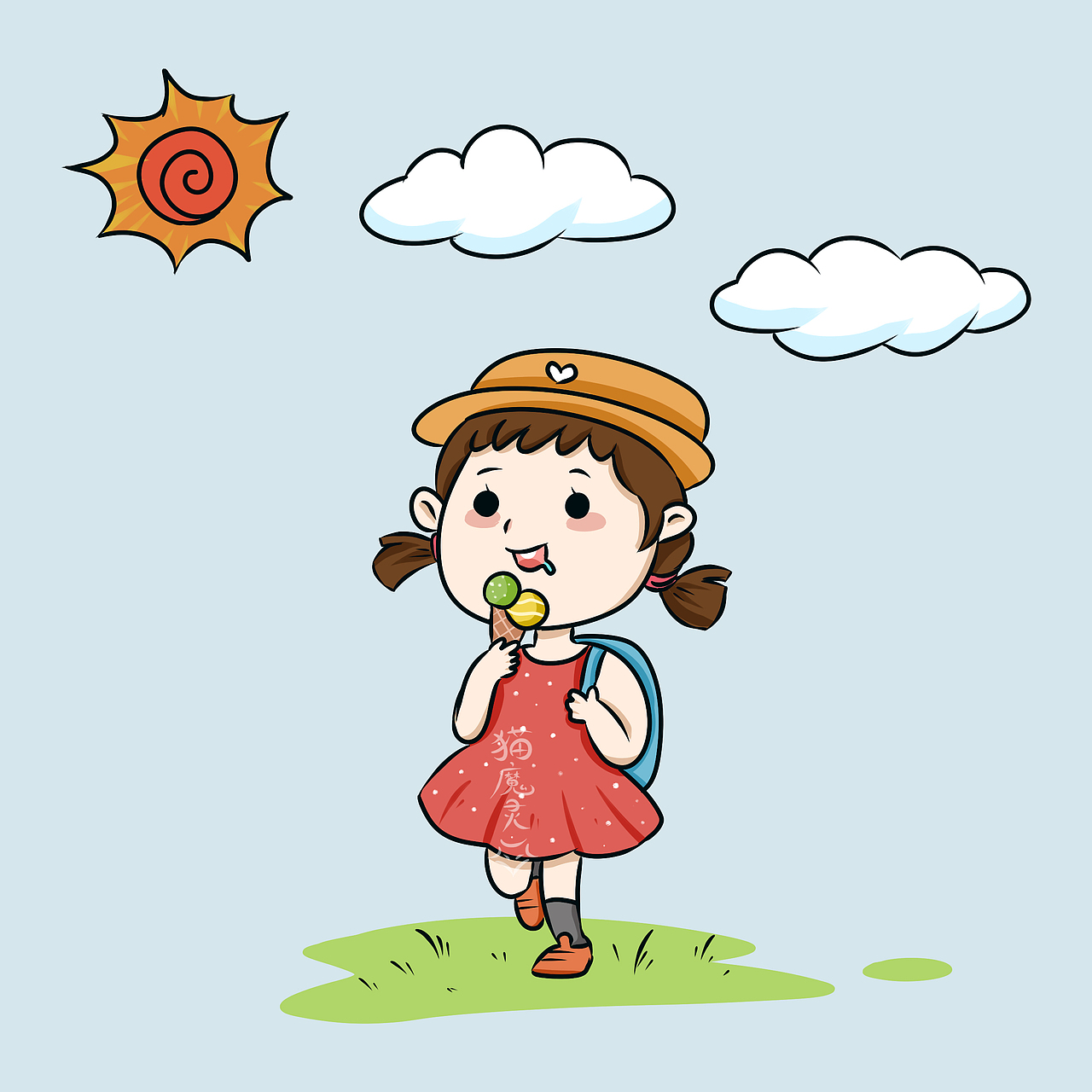 儿童插画,女生