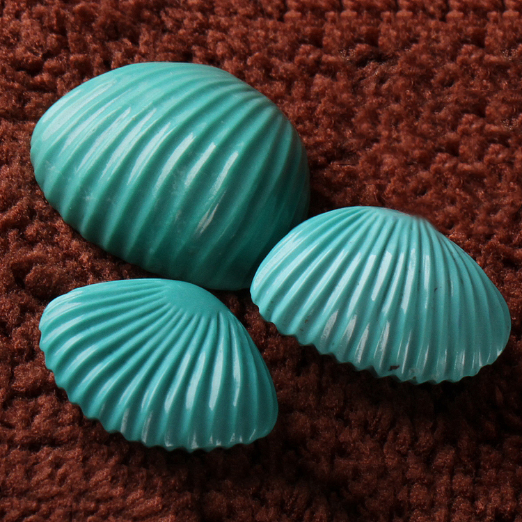湖北原矿绿松石高瓷【贝壳扇贝】雕件雕刻
