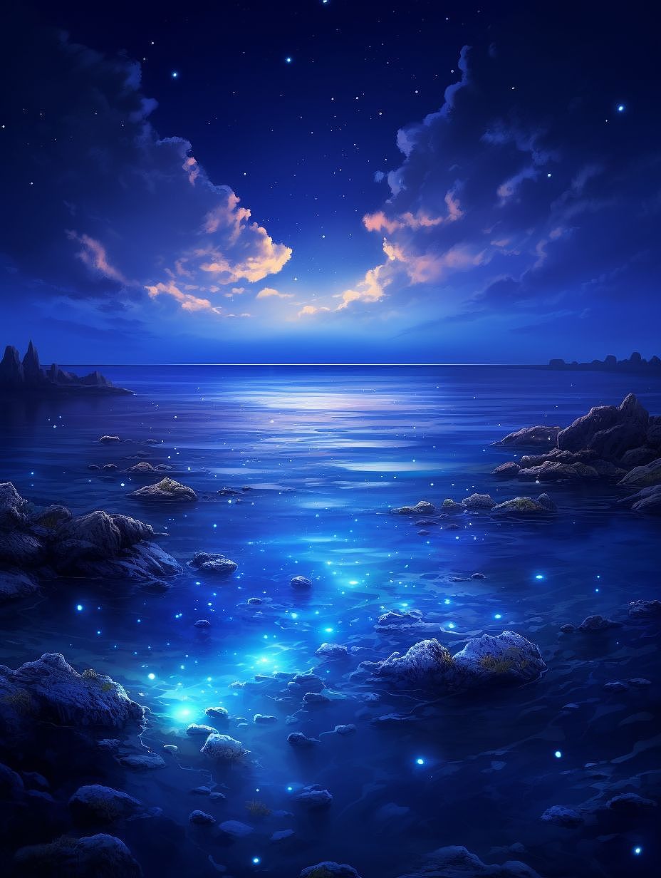 蓝色星空与大海（图ZMzQ1ODAyMTU2） - AI作品 - 站酷设计师ALiYaW原创素材 - 站酷ZCOOL