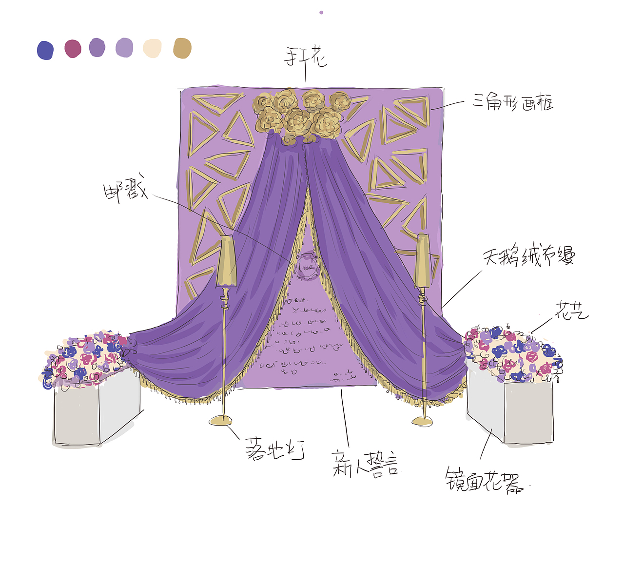 婚礼现场手绘图（图ZMTgxMjg3OTI=） - 艺术插画 - 站酷设计师花花画画画画原创素材 - 站酷ZCOOL