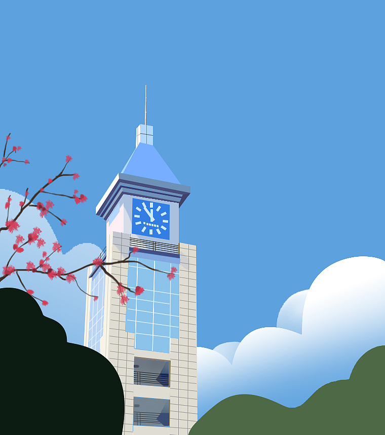 扁平风建筑插画