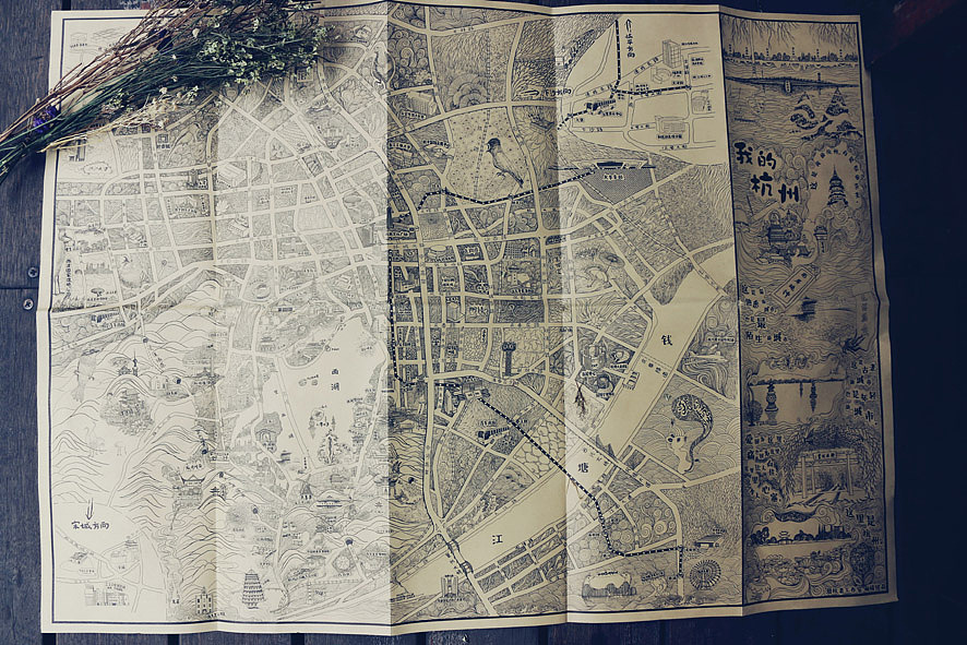 原创杭州情怀手绘地图（实物版）（图ZMzM5NTIwNTI=） - 商业插画 - 站酷设计师七七碰原创素材 - 站酷ZCOOL
