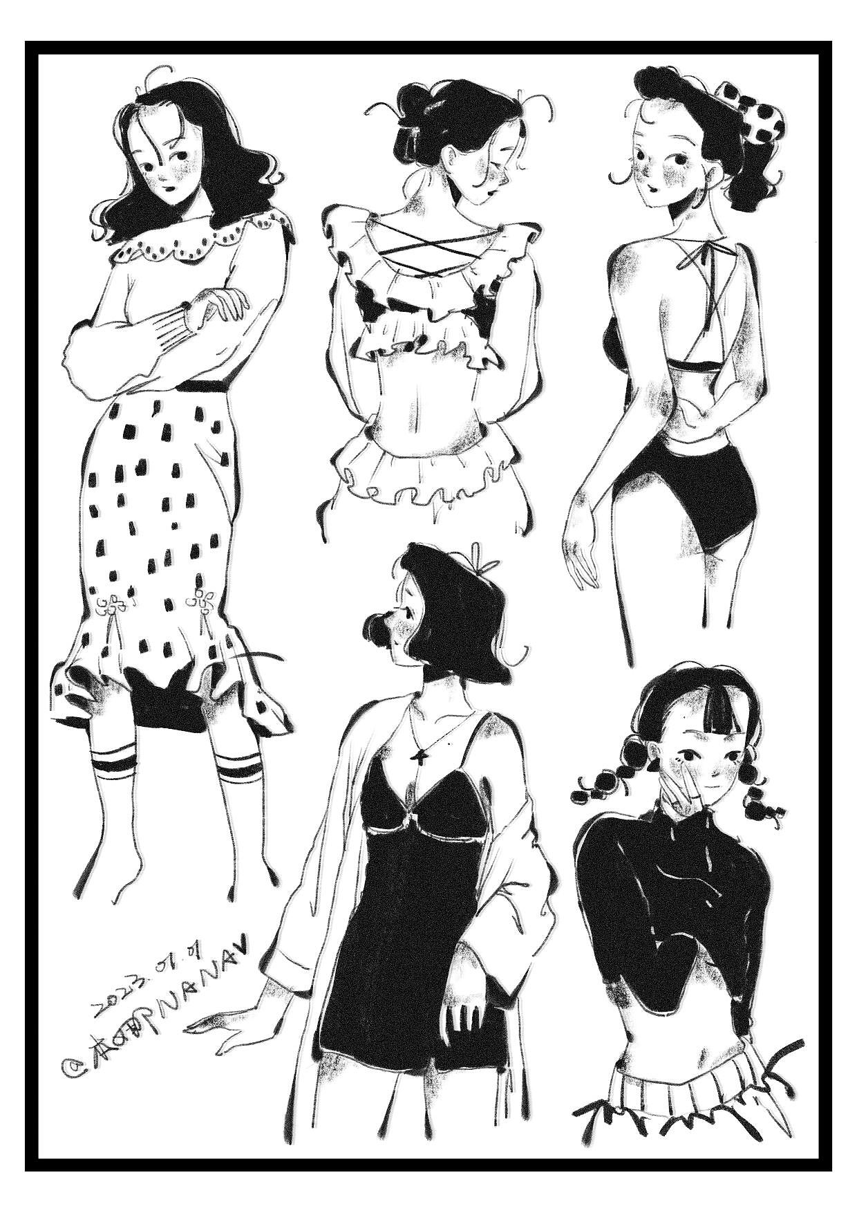 少女速写（合集）（图ZMzI3MTkwNDky） - 创作习作 - 站酷设计师本娜NANA原创素材 - 站酷ZCOOL