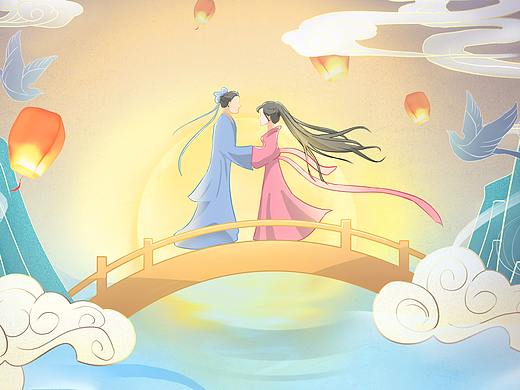 七夕插画（个人主页-ZNDc5ODE3MzI=） - 商业插画 - 站酷设计师虚拟怪质原创素材 - 站酷ZCOOL