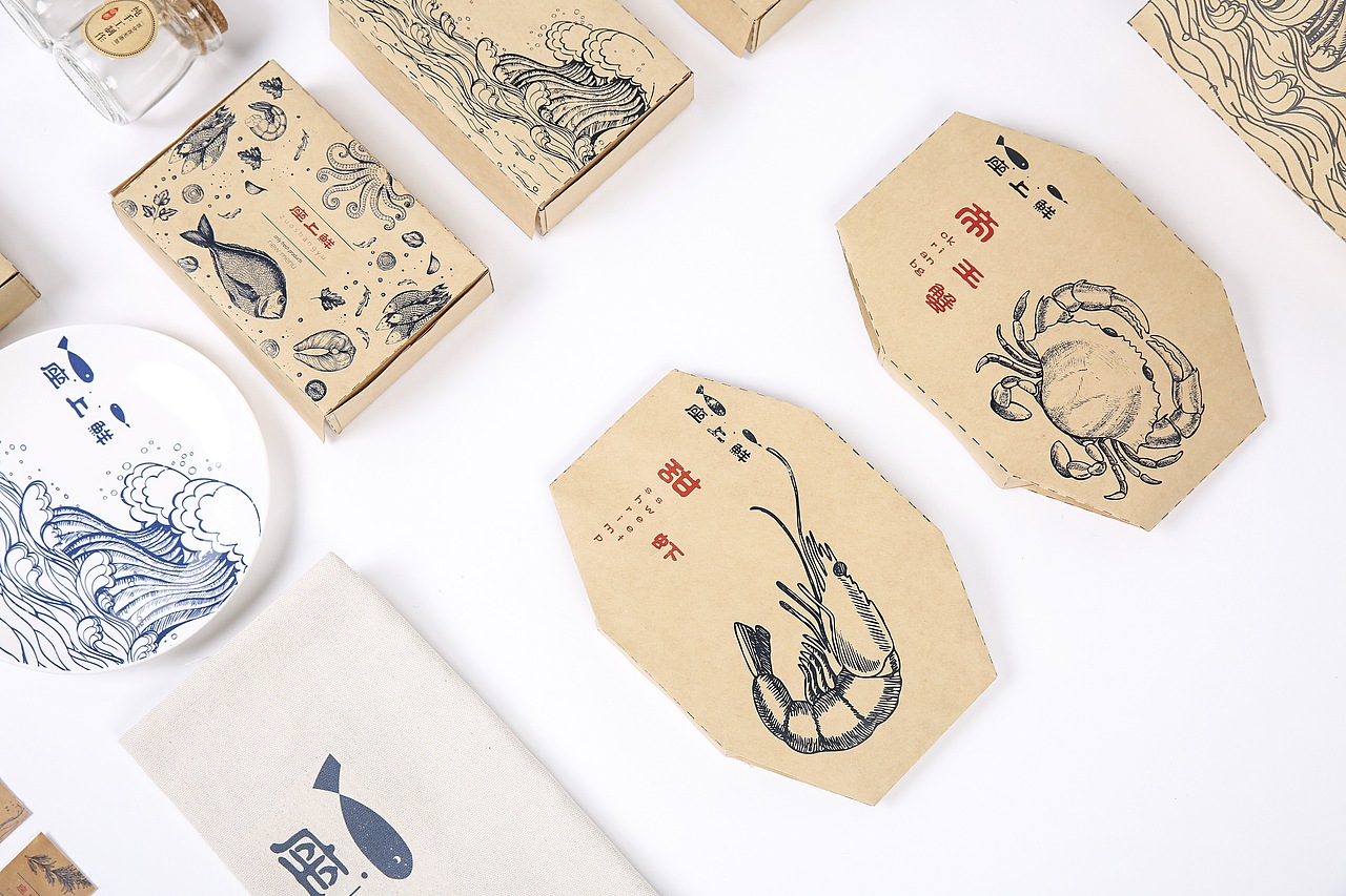 座上鲜海鲜包装（图ZMjA3NTA4MzAw） - 品牌 - 站酷设计师小熊没事原创素材 - 站酷ZCOOL