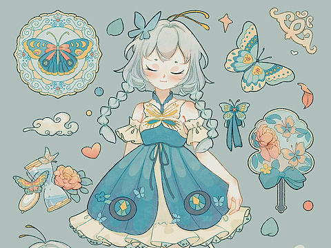 原创贴纸/蝴蝶猫猫来啰