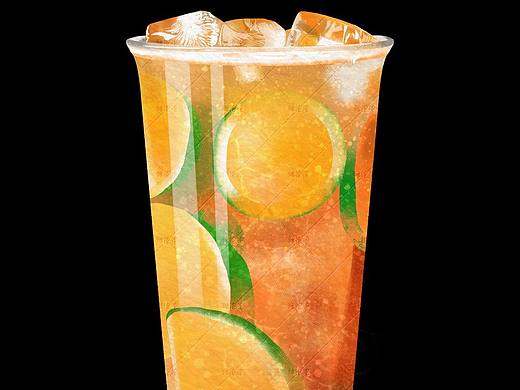 iPad手绘插画｜春夏限定饮品｜血橙柠檬茶