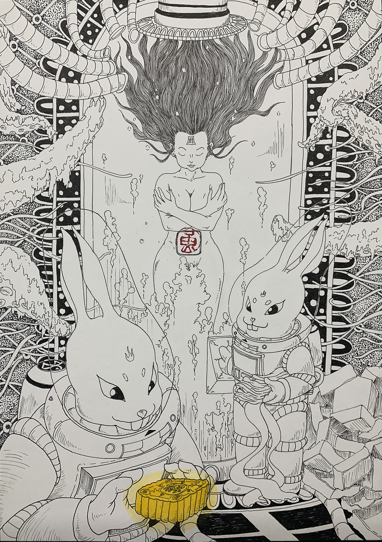 月是故鄉圓之一嫦娥重生（图ZMzUyOTM1ODQw） - 艺术插画 - 站酷设计师MJean原创素材 - 站酷ZCOOL