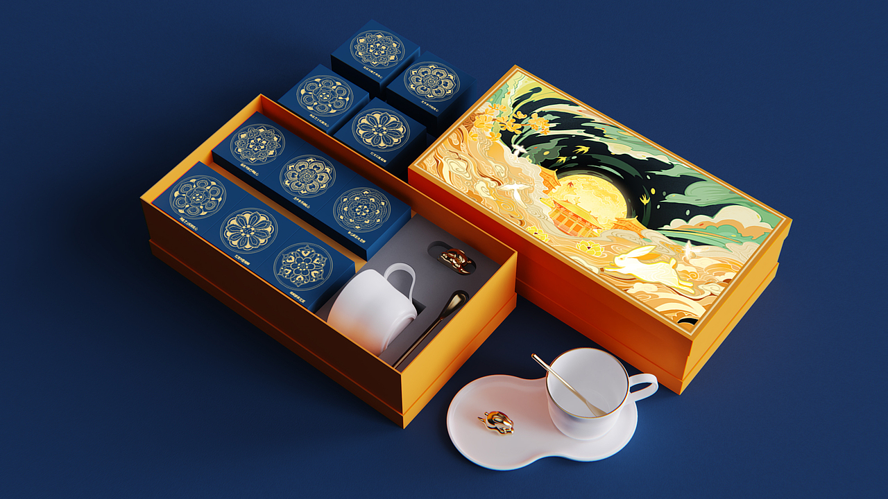 玉兔奔月中秋礼盒（图ZMjIwNTc1NTcy） - 生活用品 - 站酷设计师我们只有窗户原创素材 - 站酷ZCOOL