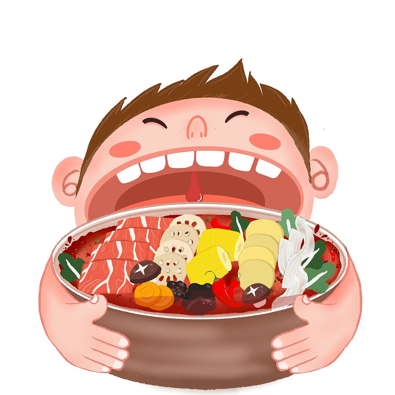 可爱火锅风格插画