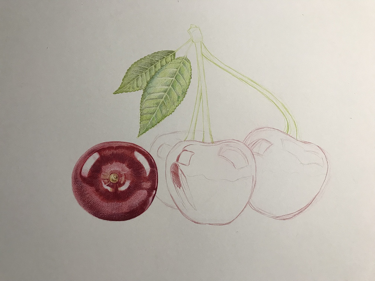 彩铅水果系列-樱桃