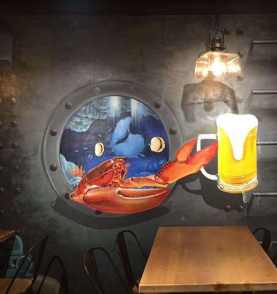 海鲜店 3D海底世界彩绘