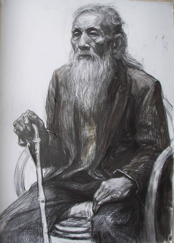 老人半身像 素描