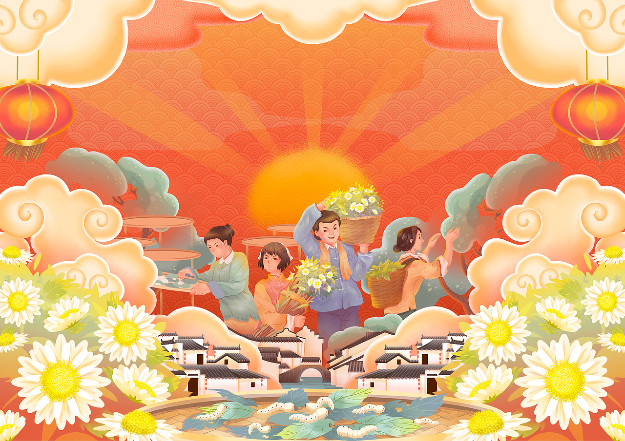 红色主题插画海报（图ZMjczODc4MDU2） - 商业插画 - 站酷设计师薪南原创素材 - 站酷ZCOOL