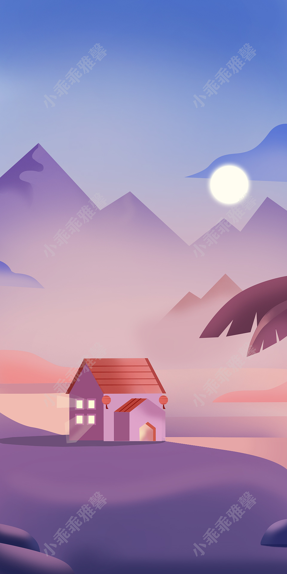 渐变插画手机屏保