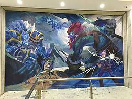 网咖游戏人物壁画墙绘3D立体画