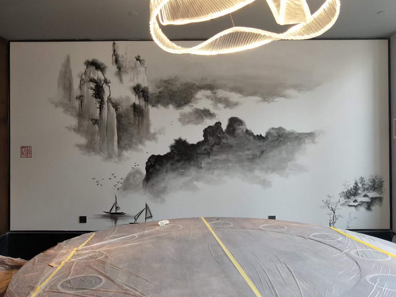 墙体彩绘!水墨江南