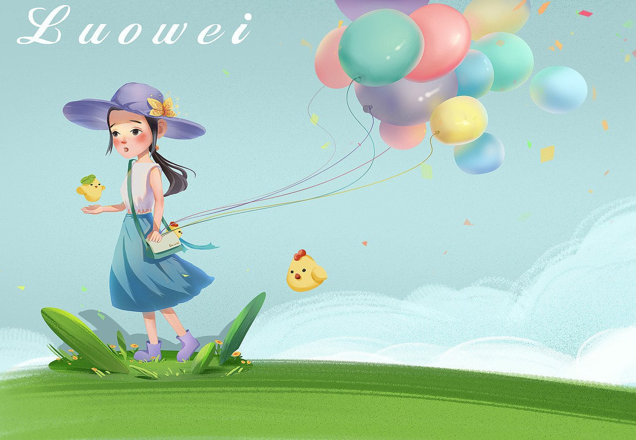 《出游》《樱花树下》（图ZMjUwOTgzODA4） - 儿童插画 - 站酷设计师Da维原创素材 - 站酷ZCOOL