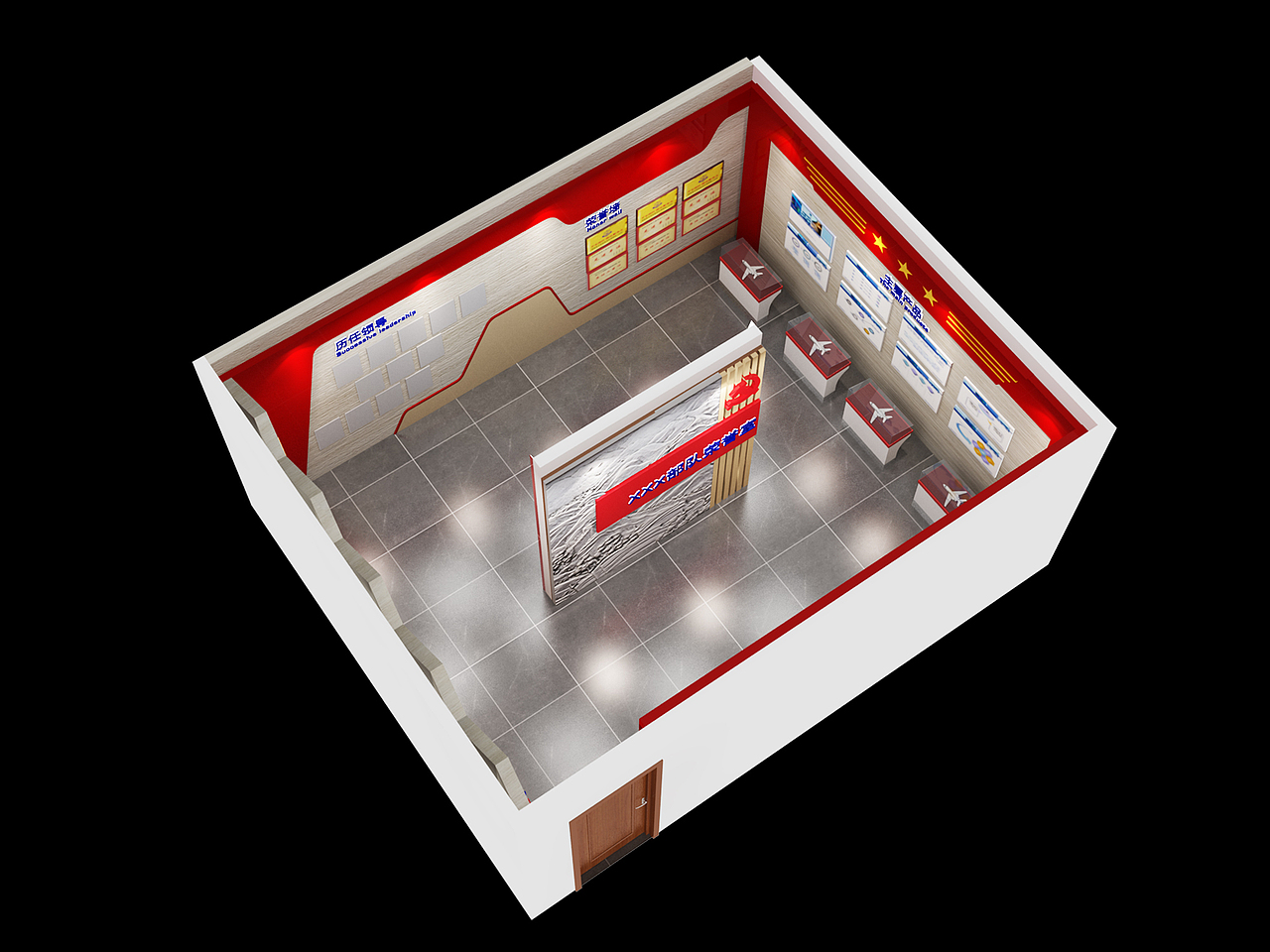 部队荣誉室 展厅效果图（图ZMjIyOTQ4ODgw） - 其他三维 - 站酷设计师pepper1110原创素材 - 站酷ZCOOL