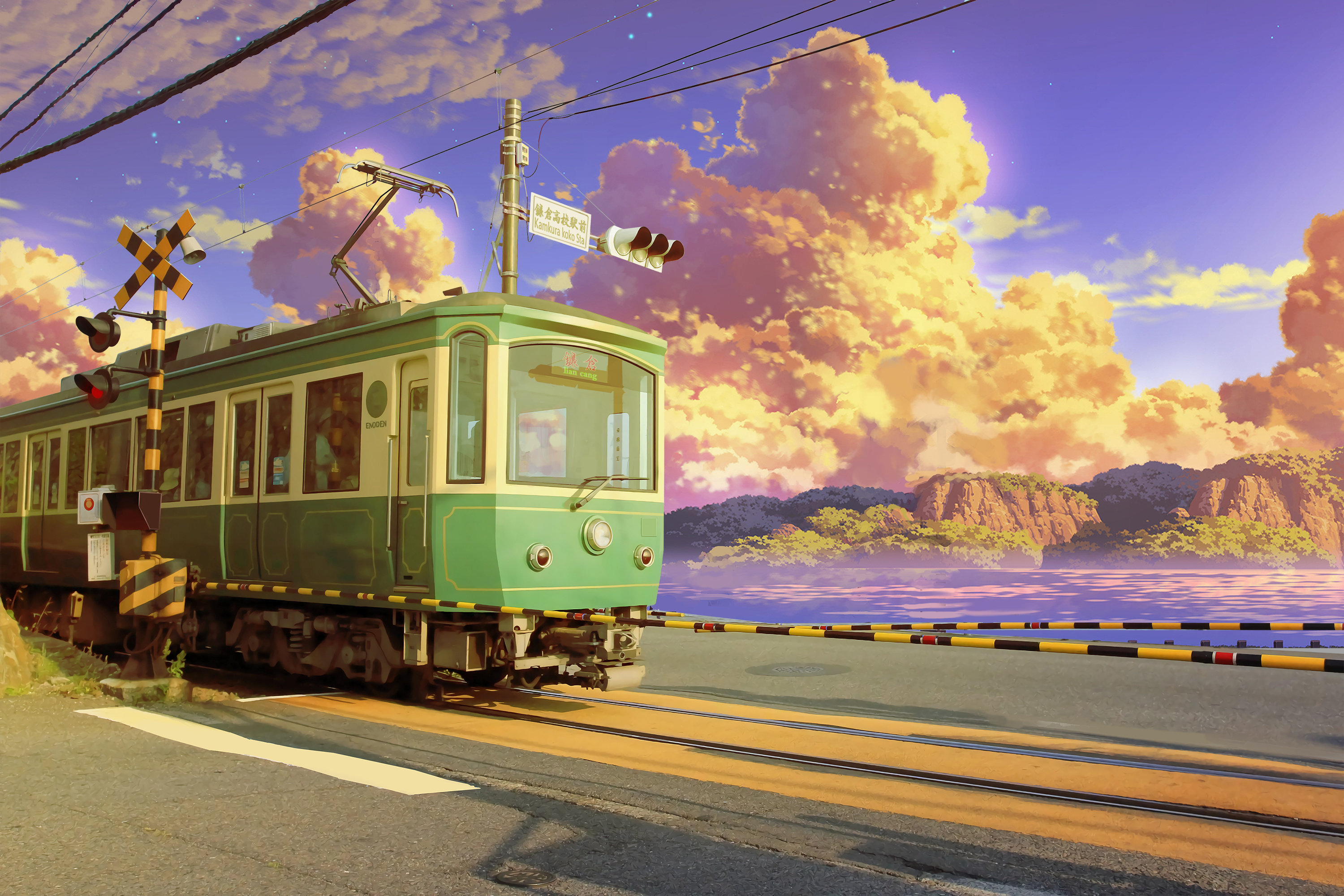 日本镰仓的大海与电车，向往的清新生活 #色… - 堆糖，美图壁纸兴趣社区