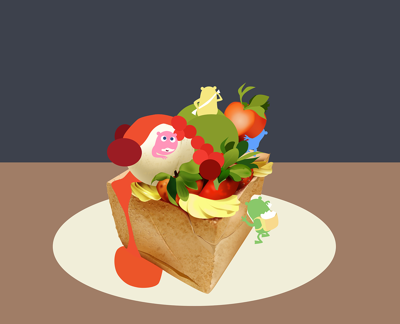 谁动了我的食物！- 附非常简单的构思过程（图ZMjg4MTU3MTY=） - 创作习作 - 站酷设计师木须柚子原创素材 - 站酷ZCOOL