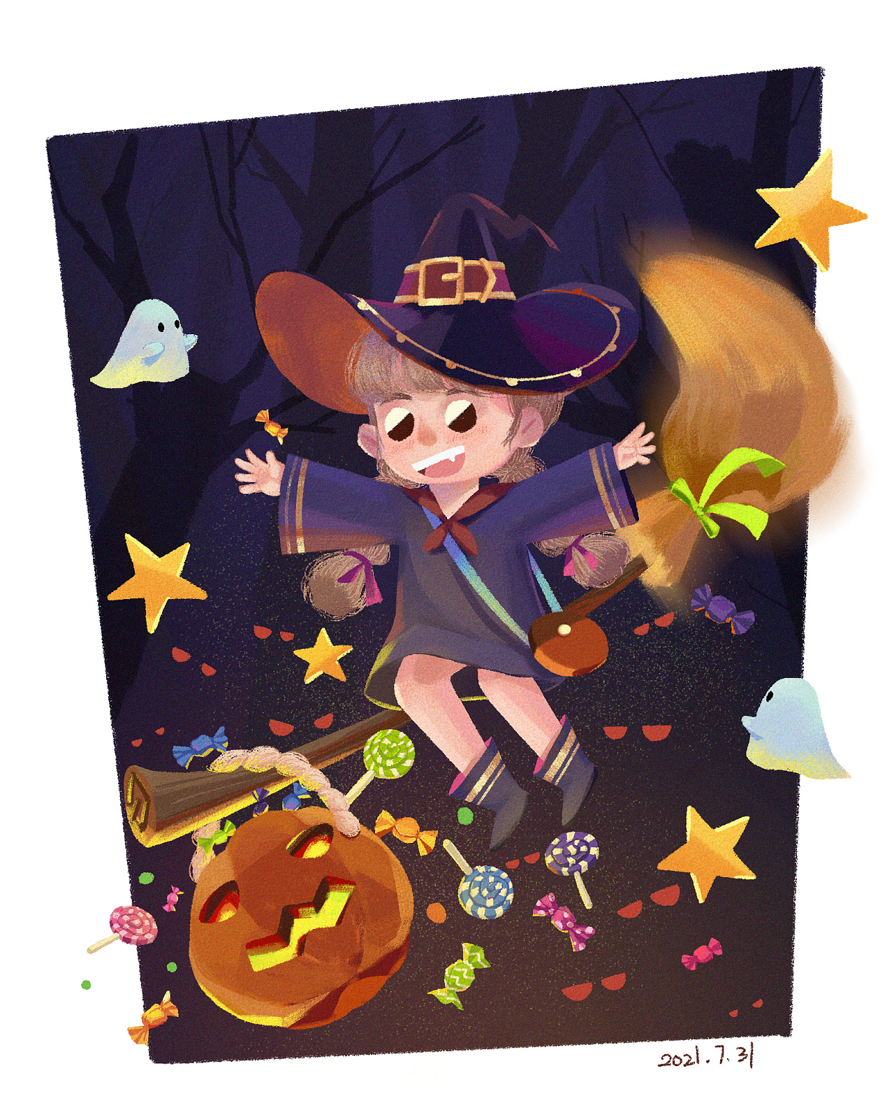 骑扫把的小魔女