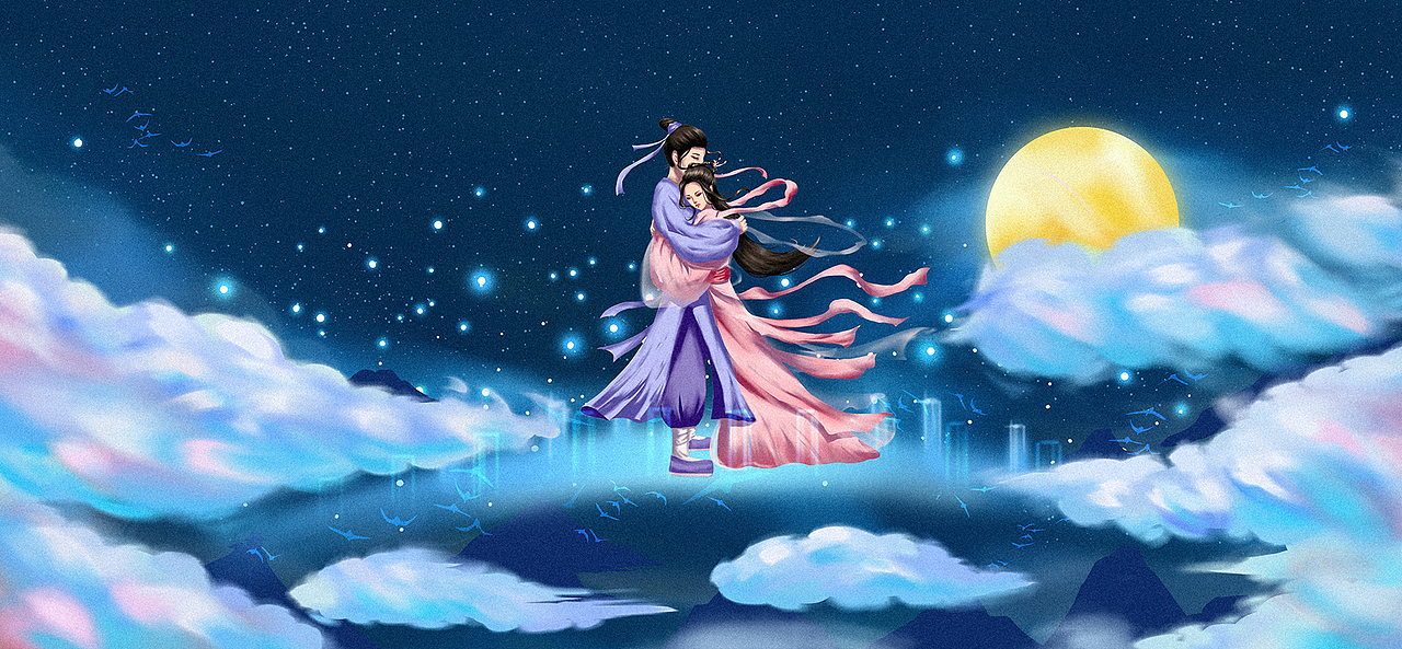 七夕插画（图ZMTI2NzMzMTc2） - 商业插画 - 站酷设计师NKZ故原创素材 - 站酷ZCOOL