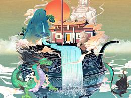 国风插画泉州妈祖庙