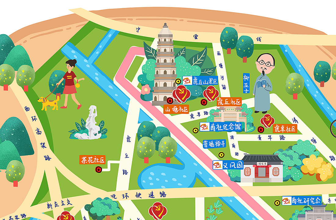 虎丘街道手绘地图（图ZMTEzMTE1NzA4） - 商业插画 - 站酷设计师达达牧原创素材 - 站酷ZCOOL