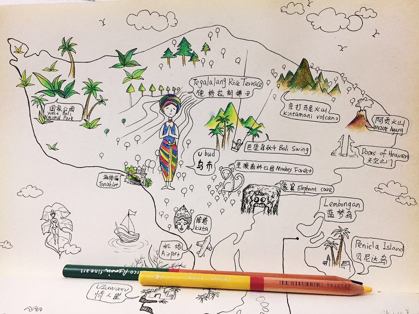 巴厘岛手绘地图|插画|绘本|皇子_jane - 原创作品 - 站酷 (zcool)