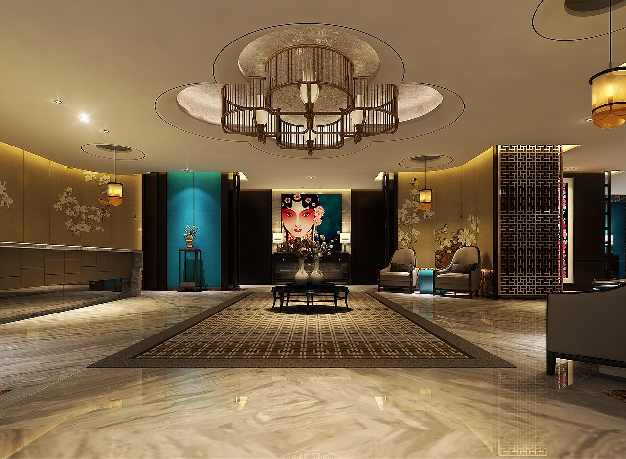 现代中式酒店的大堂（图ZMTQyNDI3MDgw） - 家装设计 - 站酷设计师Z37715446原创素材 - 站酷ZCOOL
