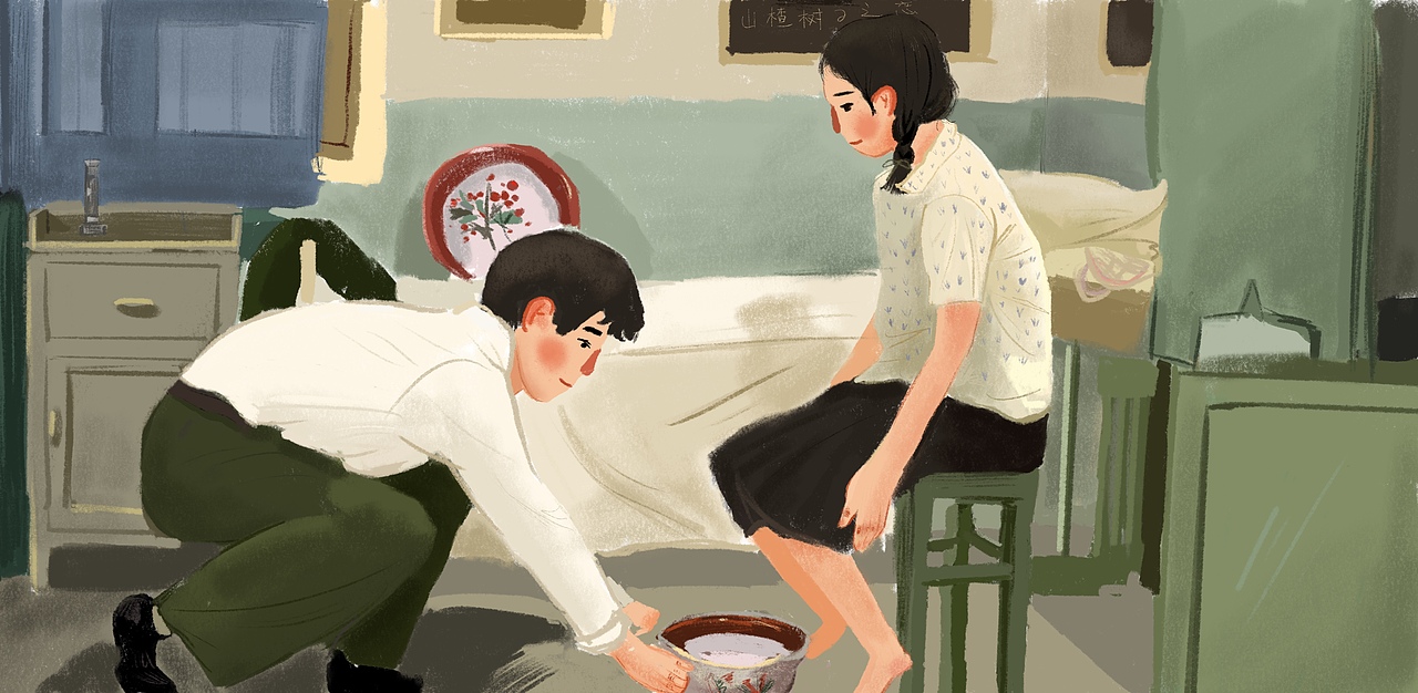 山楂树之恋|插画|创作习作|诗蛤想睡觉_原创作品-站酷zcool