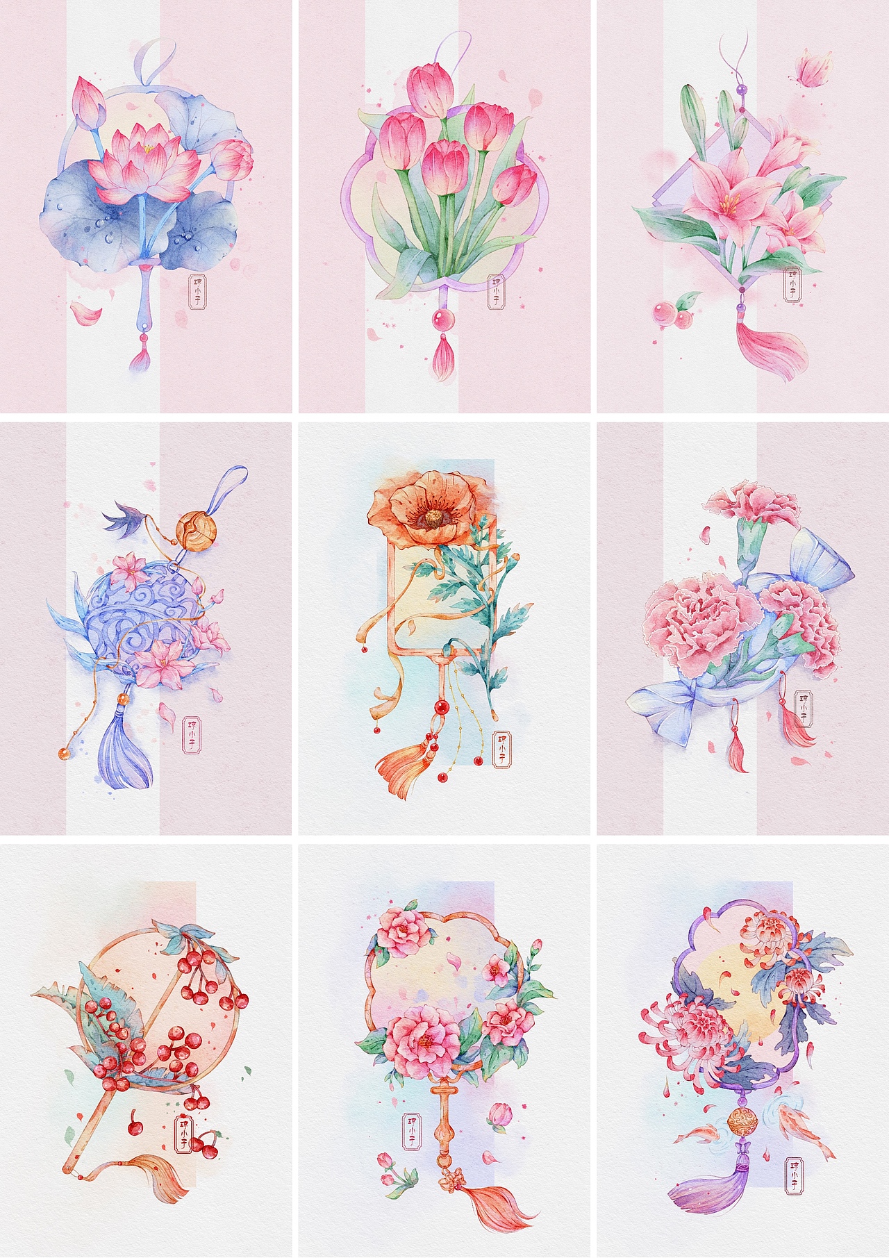 古风花卉组合（图ZMzQ1NjY5NjA0） - 创作习作 - 站酷设计师画画的琼光原创素材 - 站酷ZCOOL
