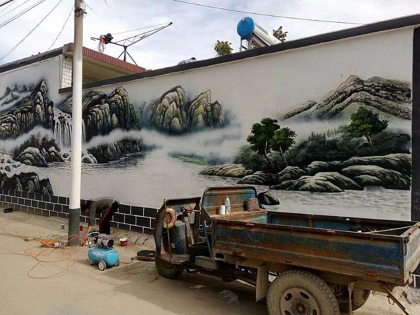 蜀绘壁画作品-乡村文化墙（图ZMTE3NTA2MDc2） - 建筑设计 - 站酷设计师蜀绘壁画原创素材 - 站酷ZCOOL