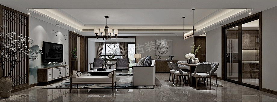 龙湖九里晴川联排户型改造方案|新中式风格别墅设计