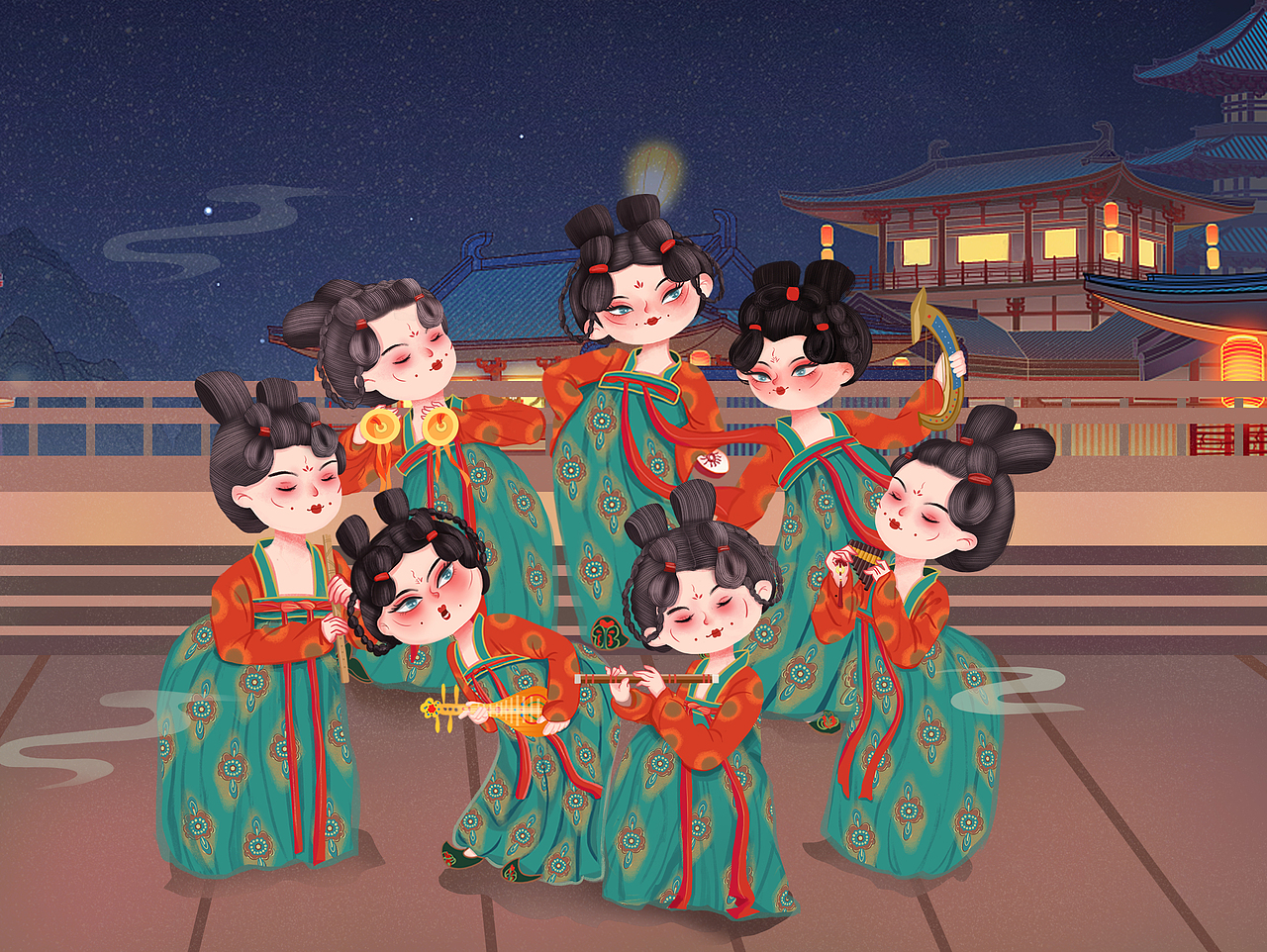 唐宫夜宴（图ZMjczODUxNzc2） - 商业插画 - 站酷设计师Renliy原创素材 - 站酷ZCOOL