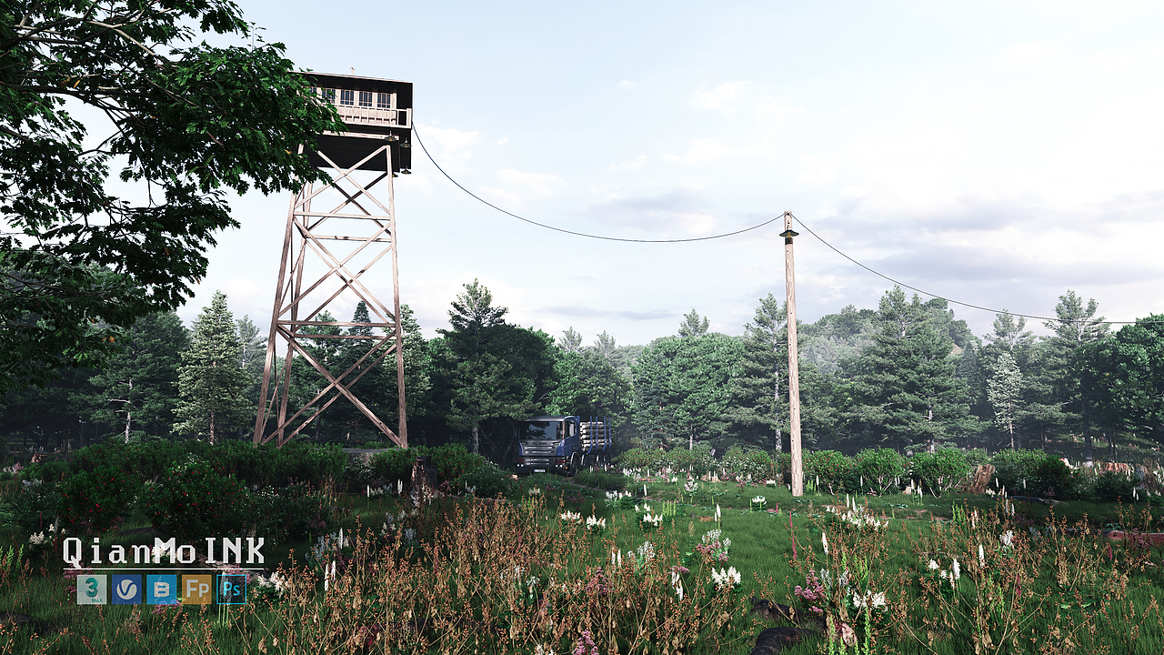 护林小屋（图ZMjYzMjUzMDc2） - 场景 - 站酷设计师浅墨INK原创素材 - 站酷ZCOOL