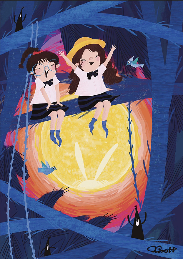 中秋happy🥮（图ZMzE1NDQ1NTYw） - 儿童插画 - 站酷设计师淼柒柒原创素材 - 站酷ZCOOL