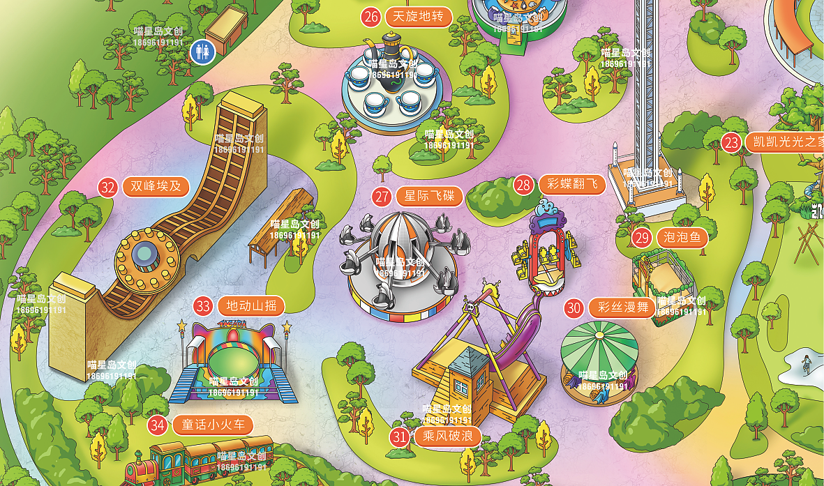 萍乡凯光光乐园手绘地图