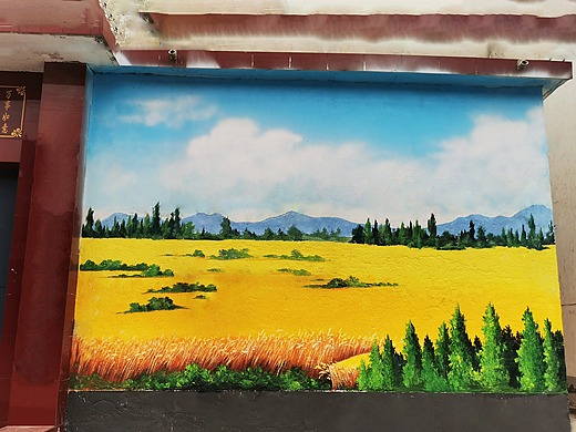 学校墙绘国画山水国画花卉油画山水真石漆画