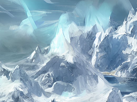 #AI创作实验室#雪山，冰山，白云，蓝色，气氛