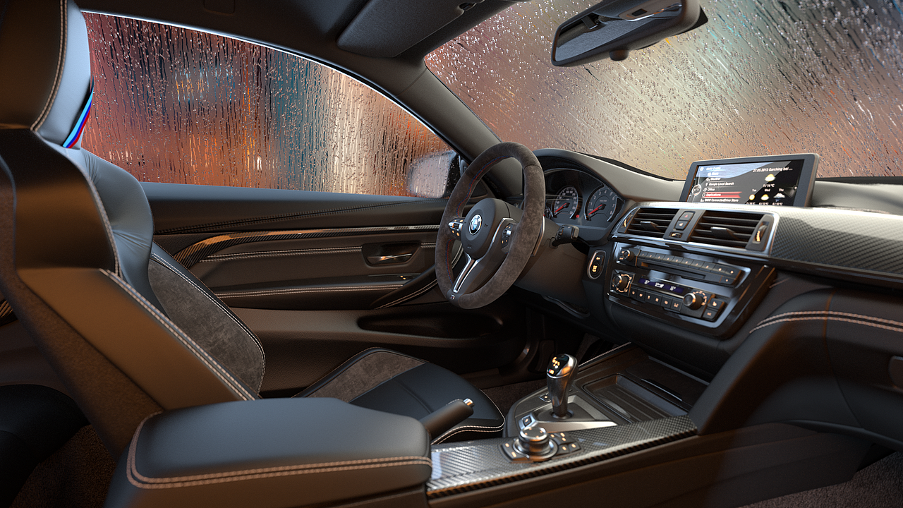 BMW 宝马M4 高性能版 内饰渲染 Redshift C4d