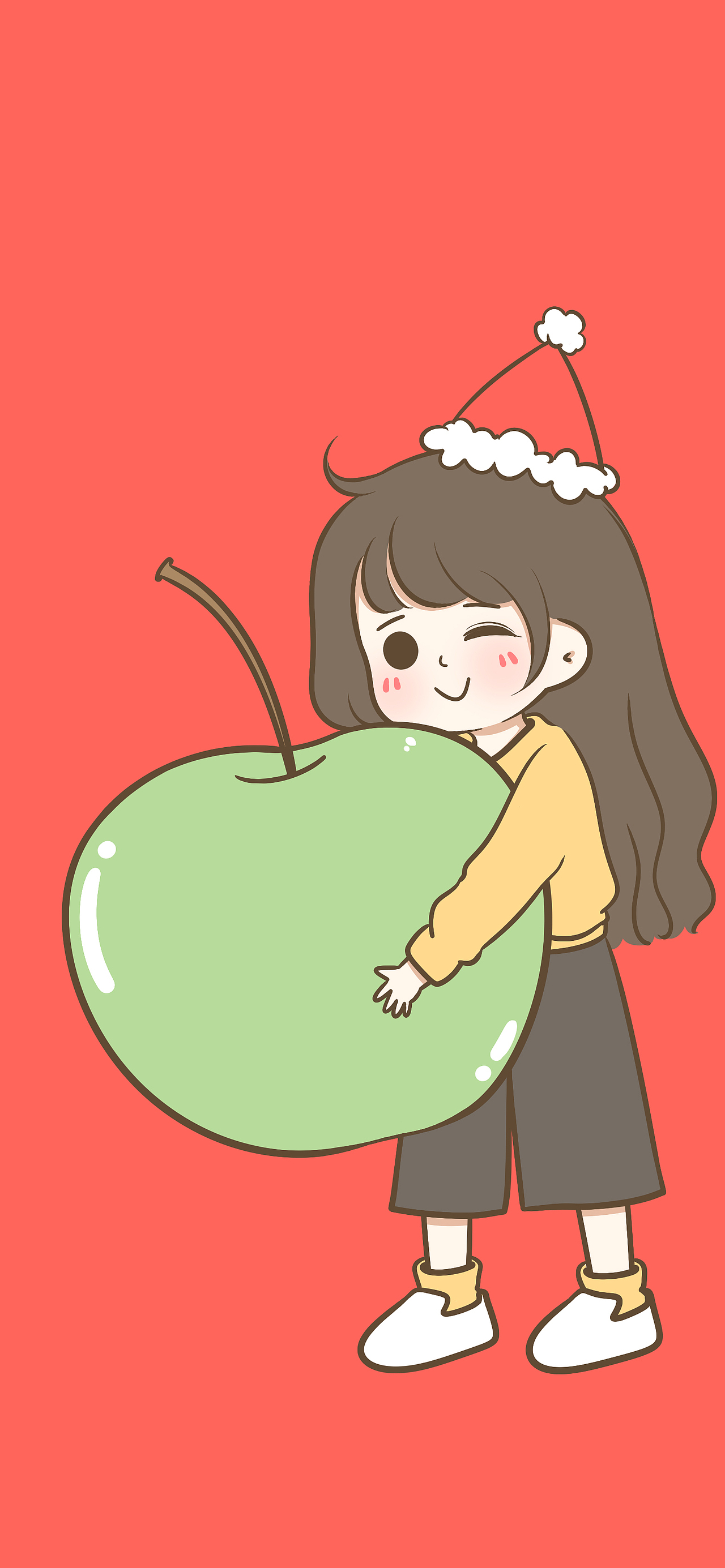 今晚别忘了吃苹果😋（图ZMTkwNjI0NDg0） - 单幅漫画 - 站酷设计师小希与阿树原创素材 - 站酷ZCOOL