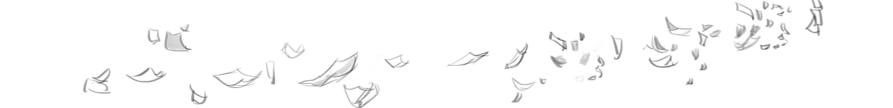 分镜3:镜头微仰,切换到蓝天,雪白的纸片和花瓣在空中飞舞,镜头往下拉。