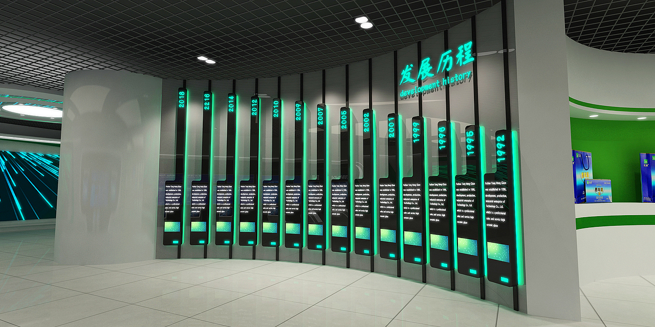 企业科技展厅 3D效果图 cad施工图