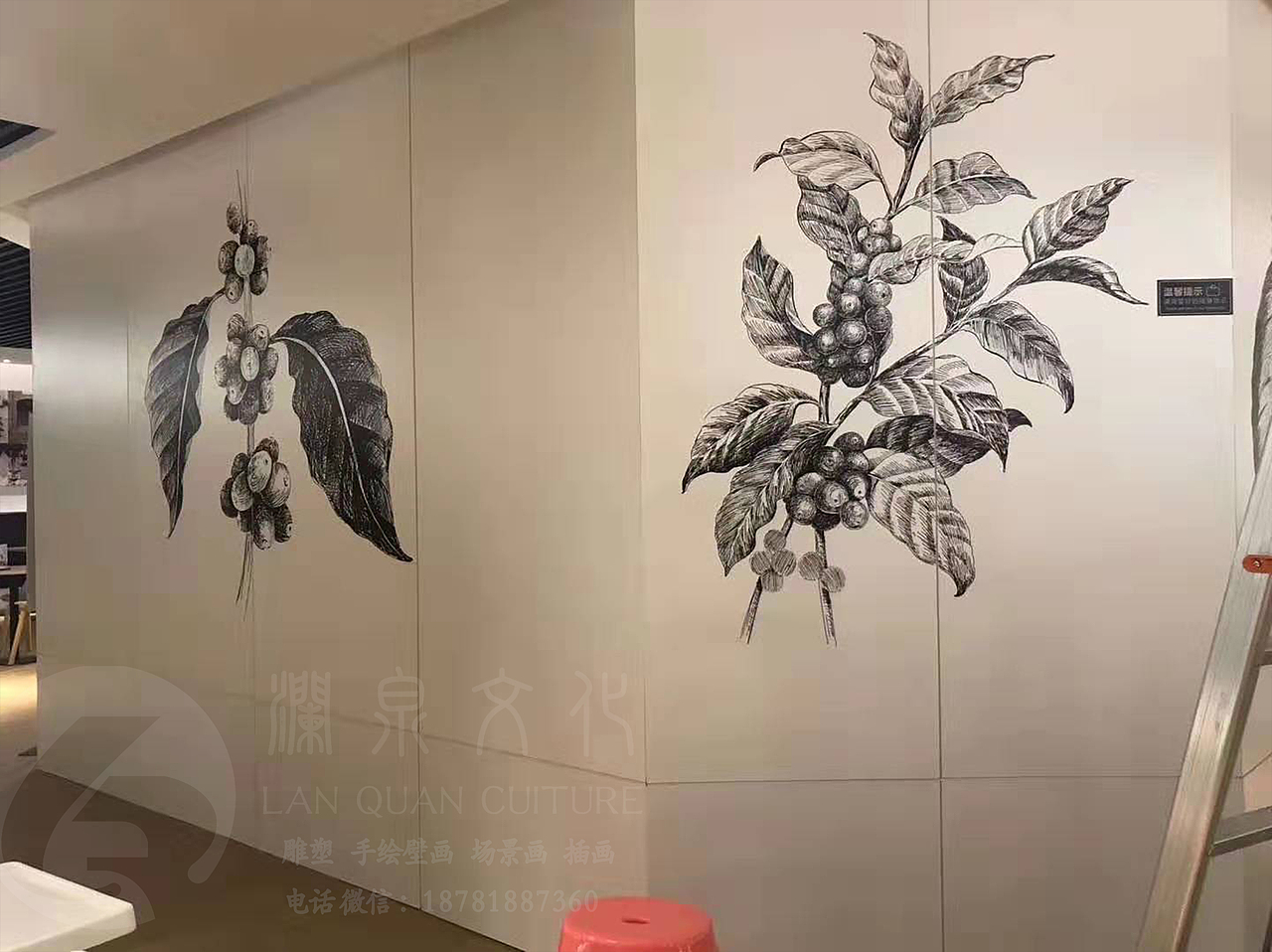 线条壁画3D涂鸦 3D彩绘 3D壁画 3D墙绘 写实人物插画